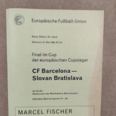 Coleccionismo deportivo: PROGRAMA PROGRAMME EUROPEAN CUP WINNERS CUP FINAL 1969 - C.F. BARCELONA VS SLOVAN BRATISLAVA