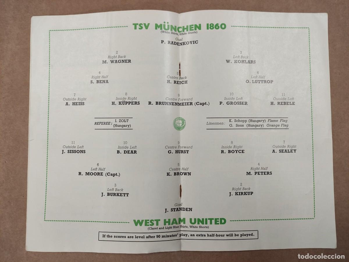 Coleccionismo deportivo: PROGRAMA - PROGRAMME EUROPEAN CUP WINNERS CUP FINAL 1965 - TSV MUNCHEN 1860 - WEST HAM UNITED - Foto 5