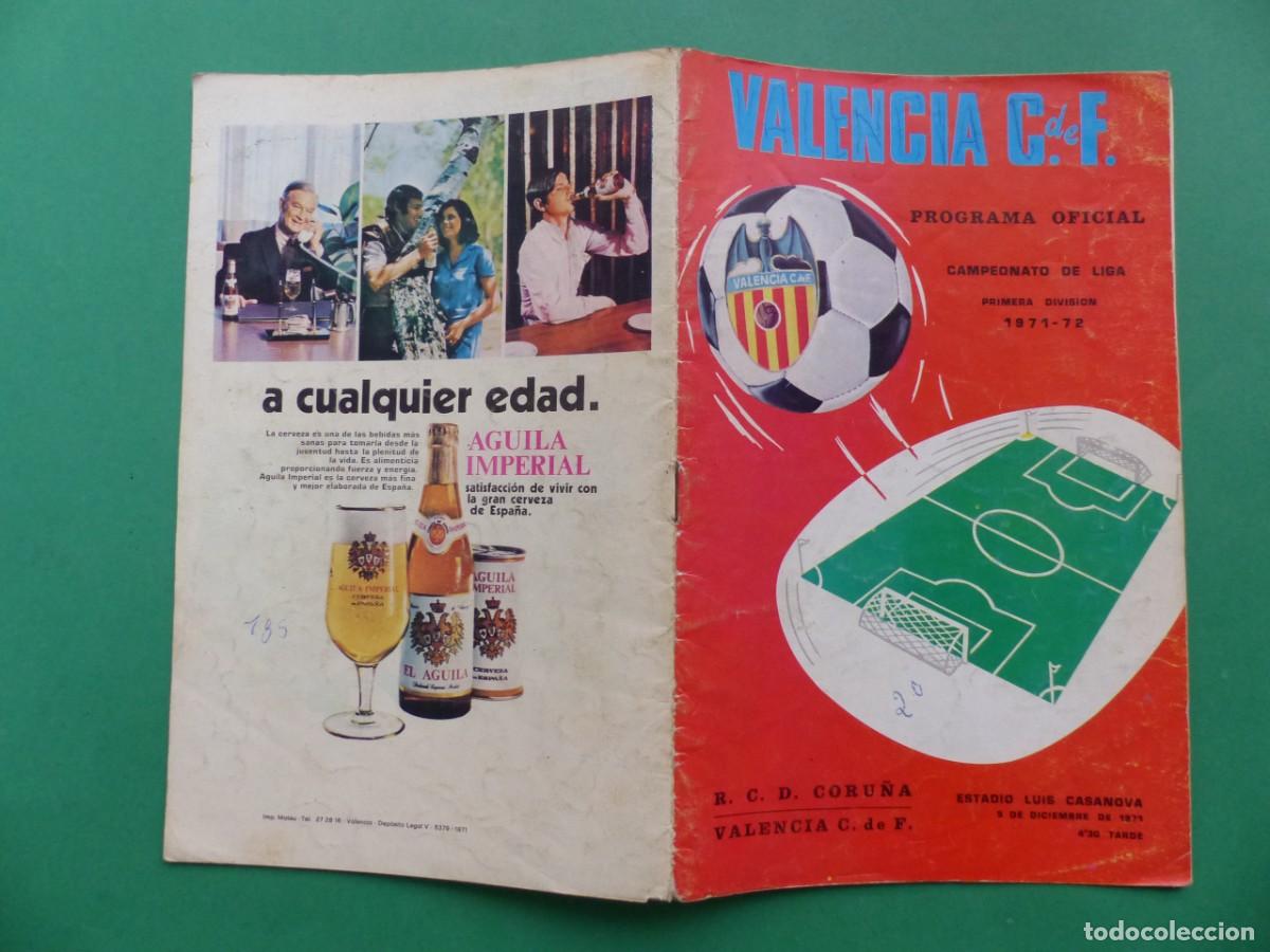 Coleccionismo deportivo: PROGRAMA OFICIAL, VALENCIA C.F.-R.C.D. CORU&Ntilde;A, A&Ntilde;O 1971, (REF.: 01) - Foto 1