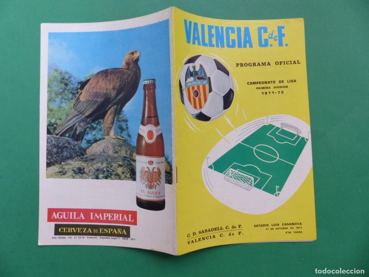 Coleccionismo deportivo: PROGRAMA OFICIAL, VALENCIA C.F.-C,D, SABADELL, A&Ntilde;O 1971, (REF.: 10) - Foto 1