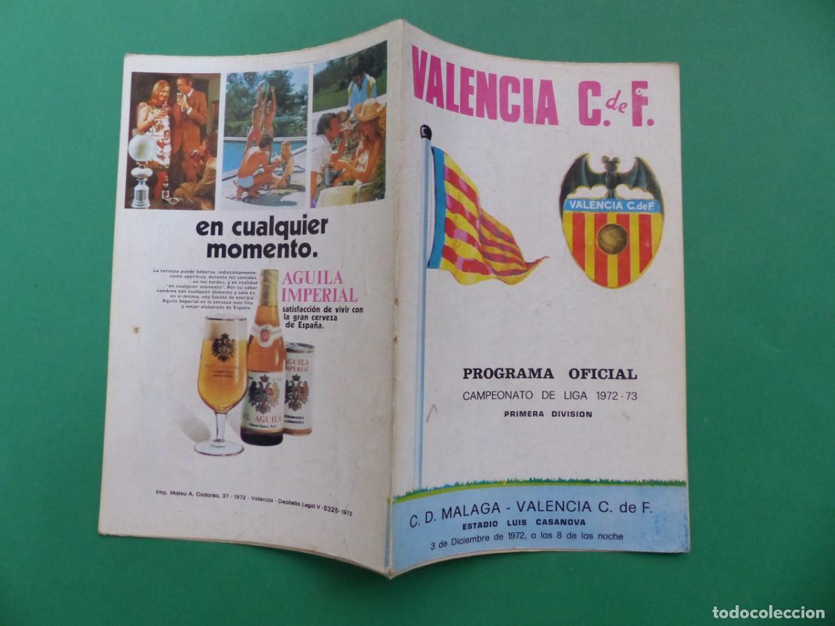 Coleccionismo deportivo: PROGRAMA OFICIAL, VALENCIA C.F.-C.D. MALAGA, A&Ntilde;O 1972, (REF.: 14) - Foto 1