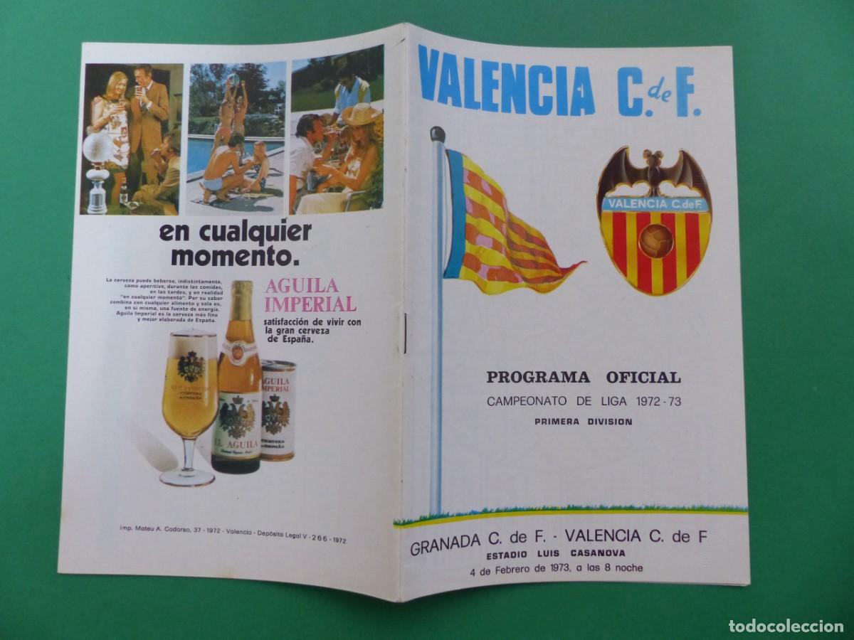 Coleccionismo deportivo: PROGRAMA OFICIAL, VALENCIA C.F.-GRANADA C.F., A&Ntilde;O 1973, (REF.: 32) - Foto 1