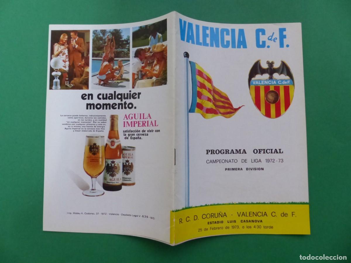 Coleccionismo deportivo: PROGRAMA OFICIAL, VALENCIA C.F.-R.C.D. CORU&Ntilde;A, A&Ntilde;O 1973, (REF.: 35) - Foto 1