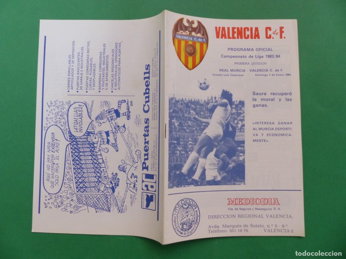 Coleccionismo deportivo: PROGRAMA OFICIAL, VALENCIA C.F.-REAL MURCIA, A&Ntilde;O 1984, (REF.: 41) - Foto 1