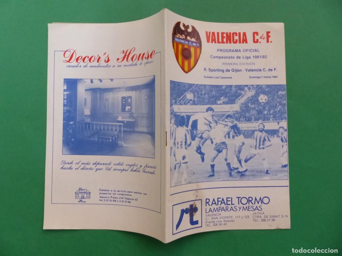 Coleccionismo deportivo: PROGRAMA OFICIAL, VALENCIA C.F.-REAL SPORTING DE GIJON, A&Ntilde;O 1982, (REF.: 42) - Foto 1