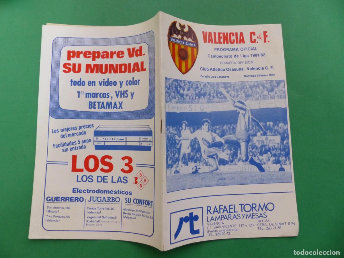 Coleccionismo deportivo: PROGRAMA OFICIAL, VALENCIA C.F.-C.A. OSASUNA, A&Ntilde;O 1982, (REF.: 43) - Foto 1