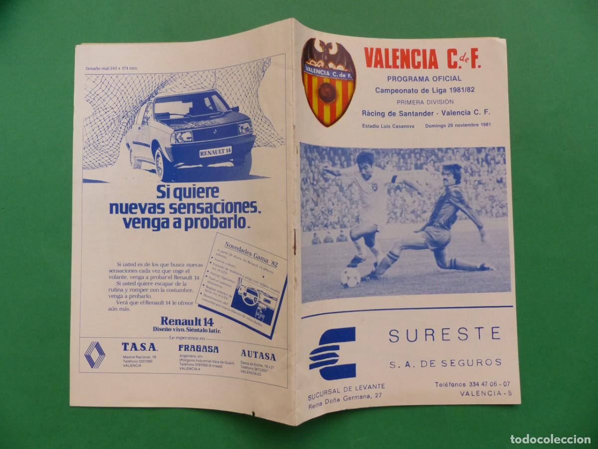 Coleccionismo deportivo: PROGRAMA OFICIAL, VALENCIA C.F.-RACING DE SANTANDER, A&Ntilde;O 1981, (REF.: 47) - Foto 1
