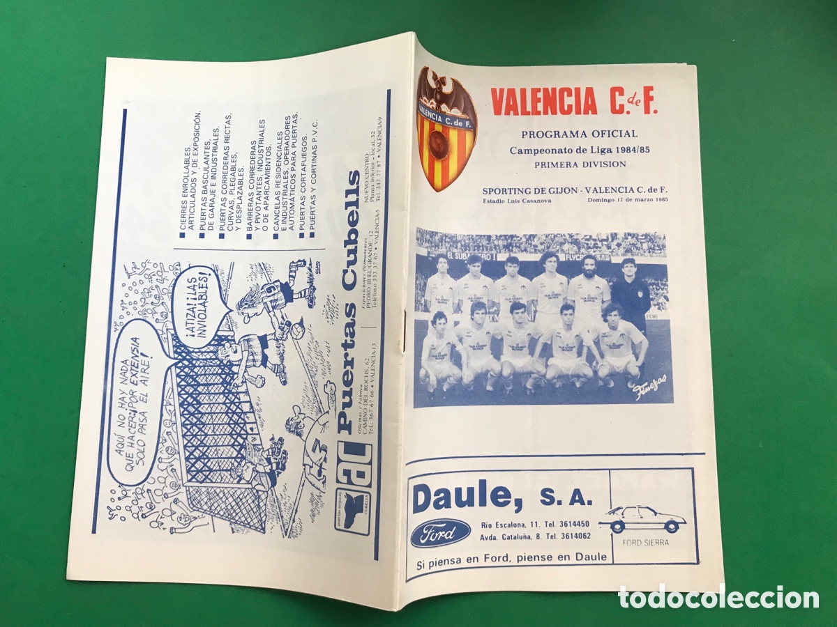 Coleccionismo deportivo: PROGRAMA OFICIAL, VALENCIA C.F.-SPORTING DE GIJON, A&Ntilde;O 1985, (REF.: 52) - Foto 1