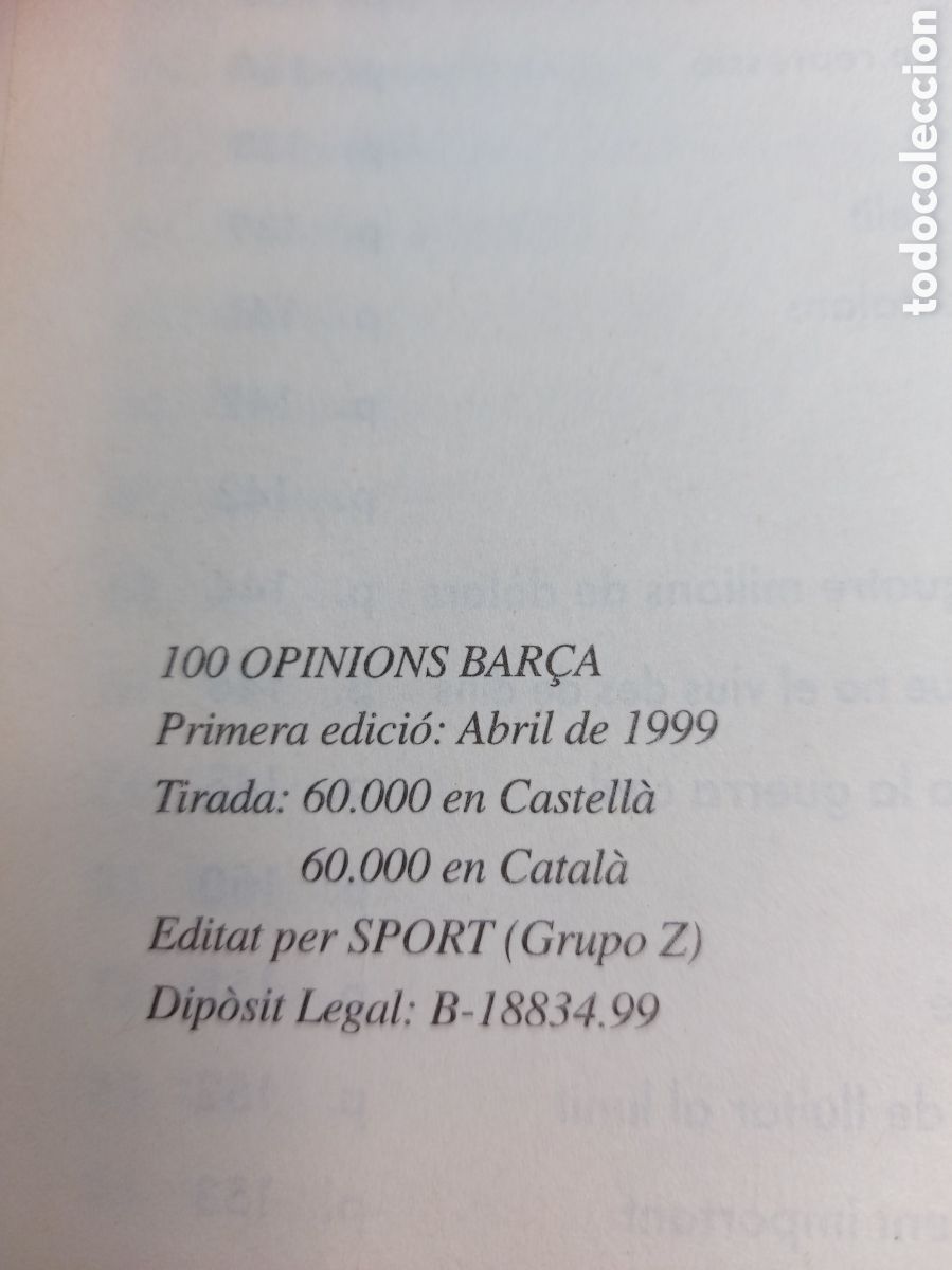 Coleccionismo deportivo: 100 OPINIONS BARC,A any 1999 - Foto 2