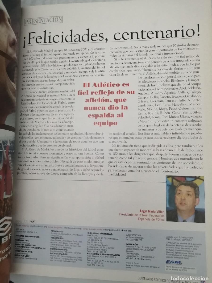 Coleccionismo deportivo: Don Bal&oacute;n Edici&oacute;n Especial: Centenario Atl&eacute;tico de Madrid - Foto 8