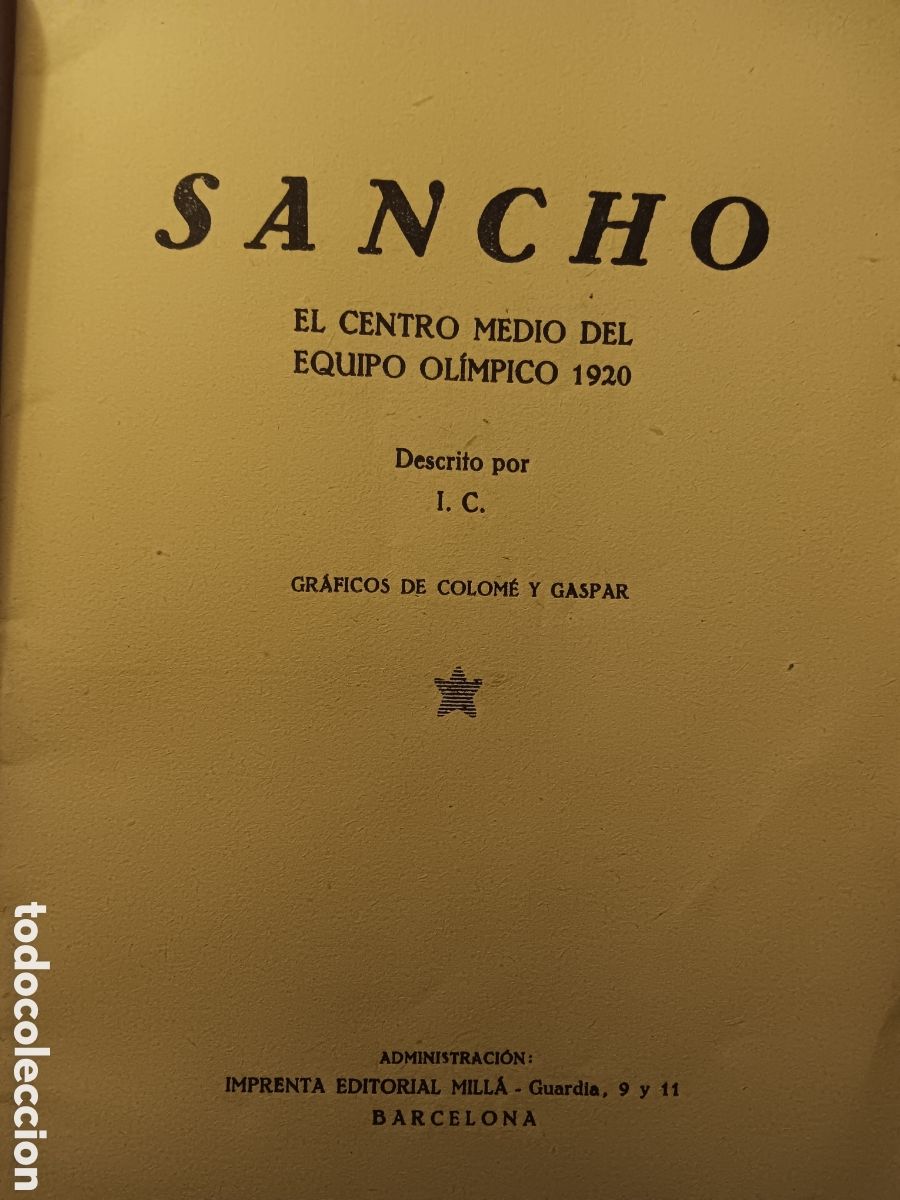 Coleccionismo deportivo: SANCHO EL CENTRO MEDIO DEL EQUIPO OL&Iacute;MPICO 1920 - Foto 2