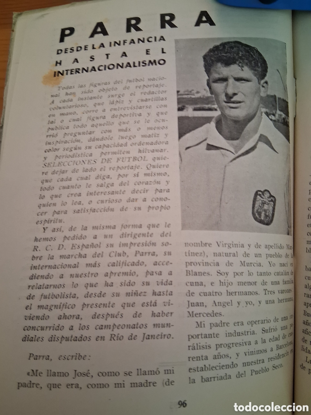 Coleccionismo deportivo: RCD ESPANYOL. PARRA. - Foto 2