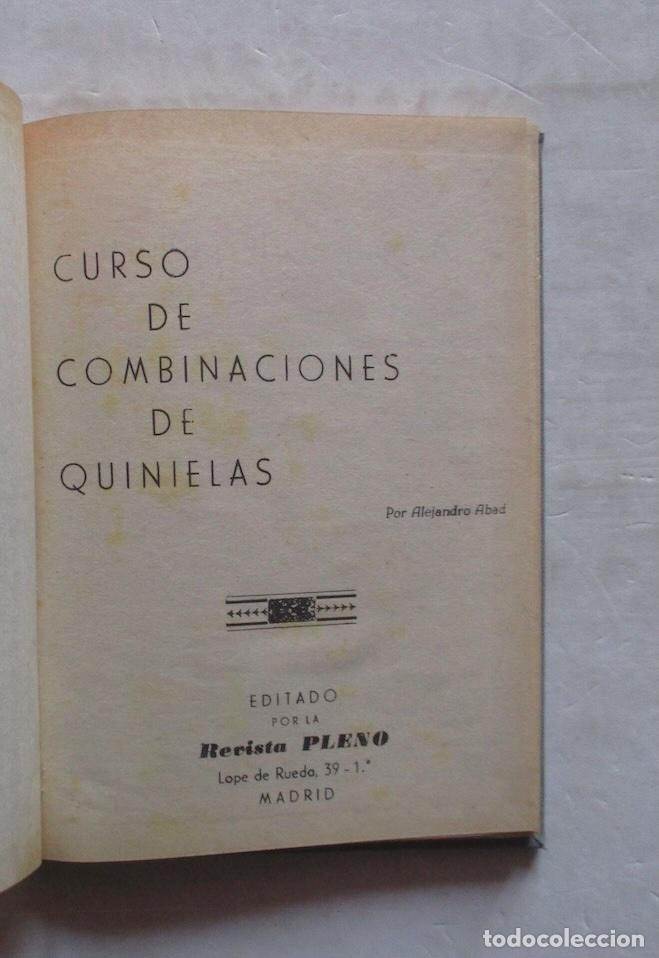 Coleccionismo deportivo: CURSO DE COMBINACIONES DE QUINIELAS, 2 TOMOS - ALEJANDRO ABAD - Foto 3