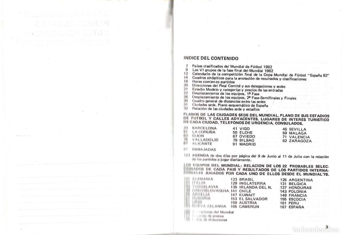 Coleccionismo deportivo: AGENDA MUNDIAL ESPA&Ntilde;A 82 - Foto 3