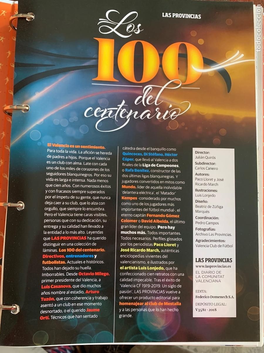Coleccionismo deportivo: Valencia CF. Colecci&oacute;n Los 100 del Centenario. Las Provincias - Foto 2
