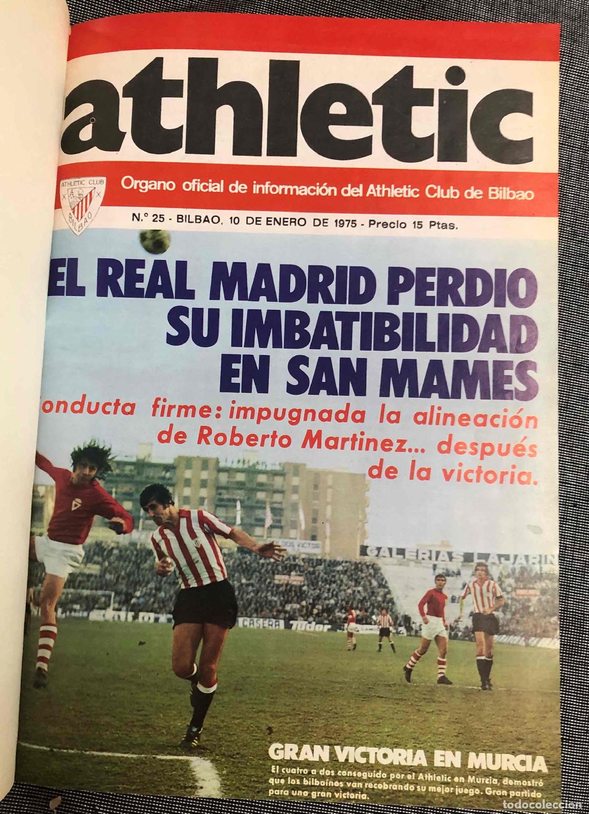 Coleccionismo deportivo: ATHLETIC CLUB DE BILBAO. REVISTAS N&ordm; 25 AL 36. A&Ntilde;O 1975 ENCUADERNADAS EN TOMO, CON POSTERS