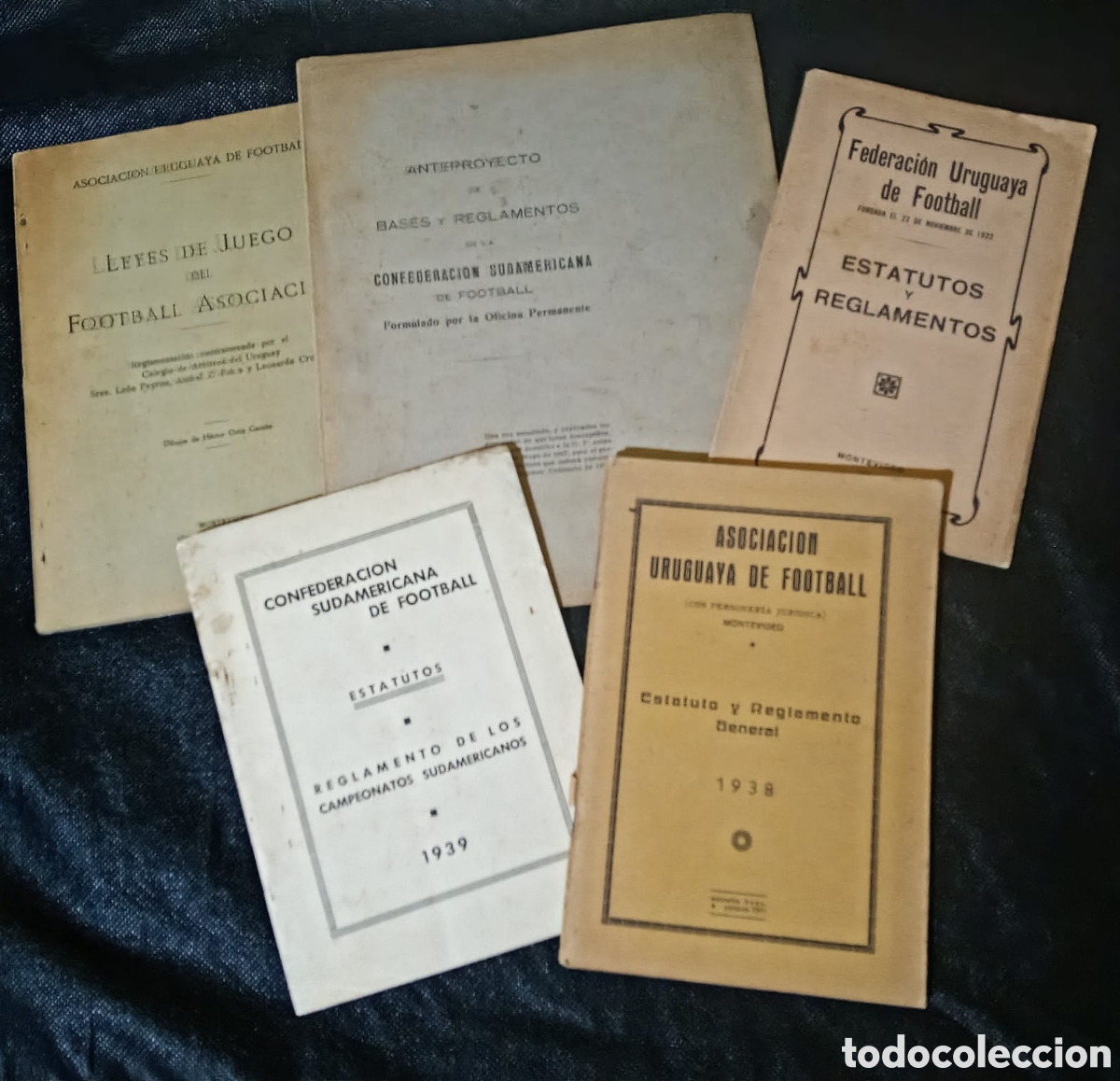 Coleccionismo deportivo: Lote Hist&oacute;rico 5 Folletos F&uacute;tbol Uruguayo AUF FUF Y CONMEBOL 1923-1939