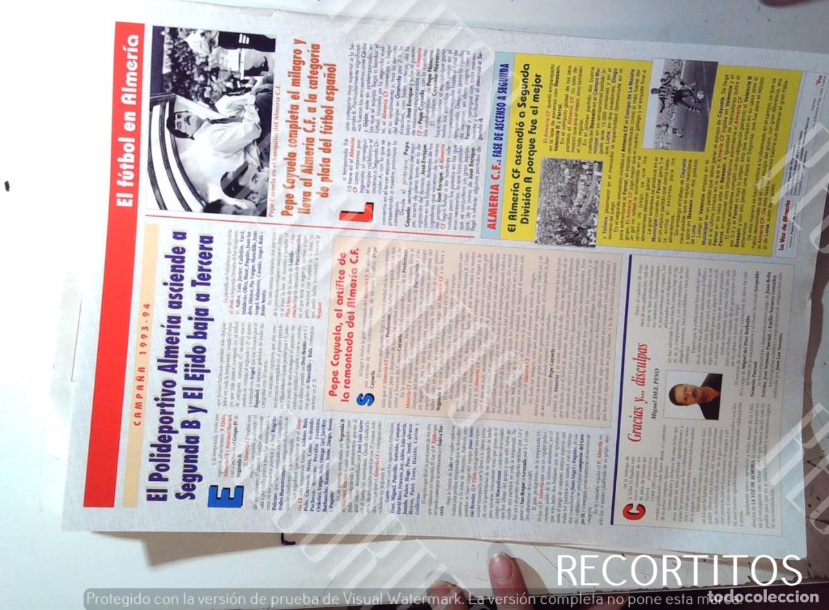 Coleccionismo deportivo: historia e historias del club de futbol almeria en la voz de almeria 1995 14 laminas miguel del pino