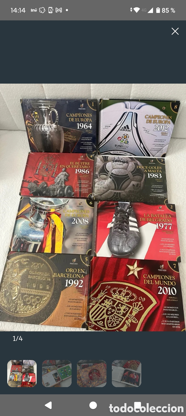 Coleccionismo deportivo: Campeones de Europa y del Mundo. Selecci&oacute;n espa&ntilde;ola. 8 libros + 8 dvds