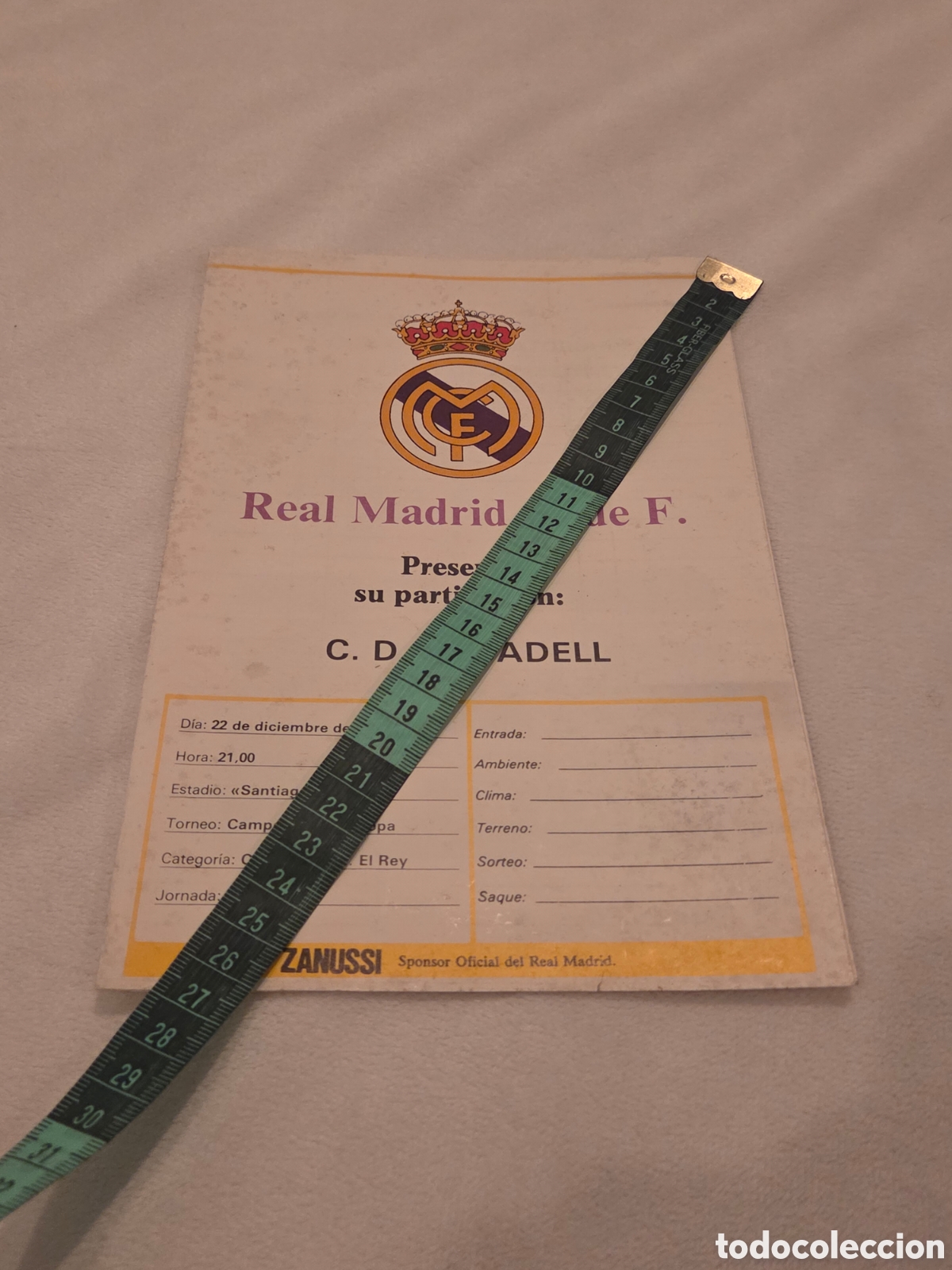 Coleccionismo deportivo: Boletin de partido copa del rey 1983 real madrid c.f vs c.e.sabadell
