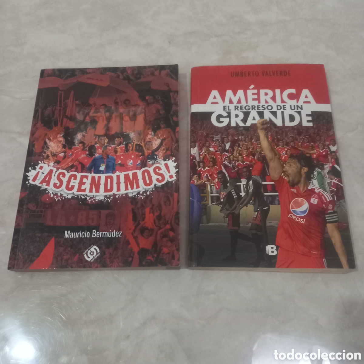 Coleccionismo deportivo: Dos libros del Am&eacute;rica de Cali f&uacute;tbol Club la mechita los diablos rojos escarlata