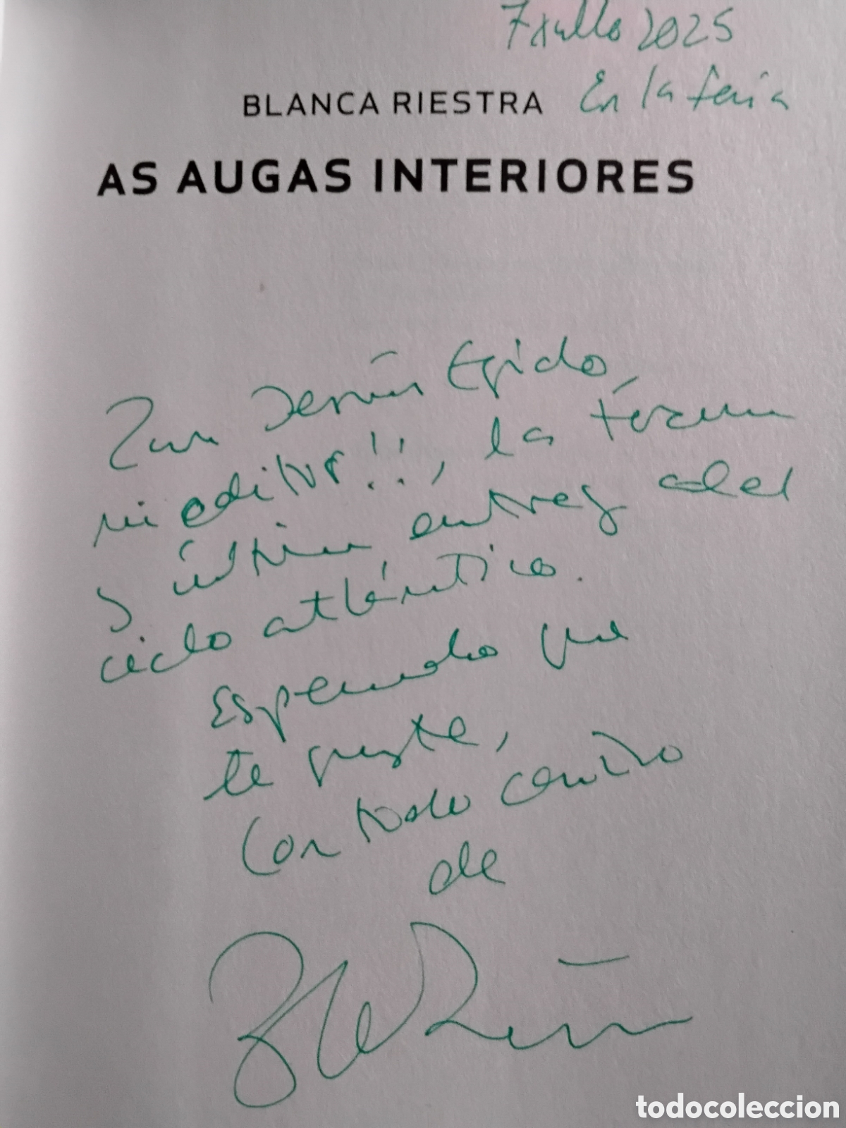 Libros: AS AUGAS INTERIORES. BLANCA RIESTRA - Foto 3