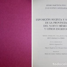 Libros: PINO.EXPOSICIÓN SUCINTA Y SENCILLA DE LA PROVINCIA DEL NUEVO MÉXICO, Y OTROS ESCRITOS. [1812]. 2007.