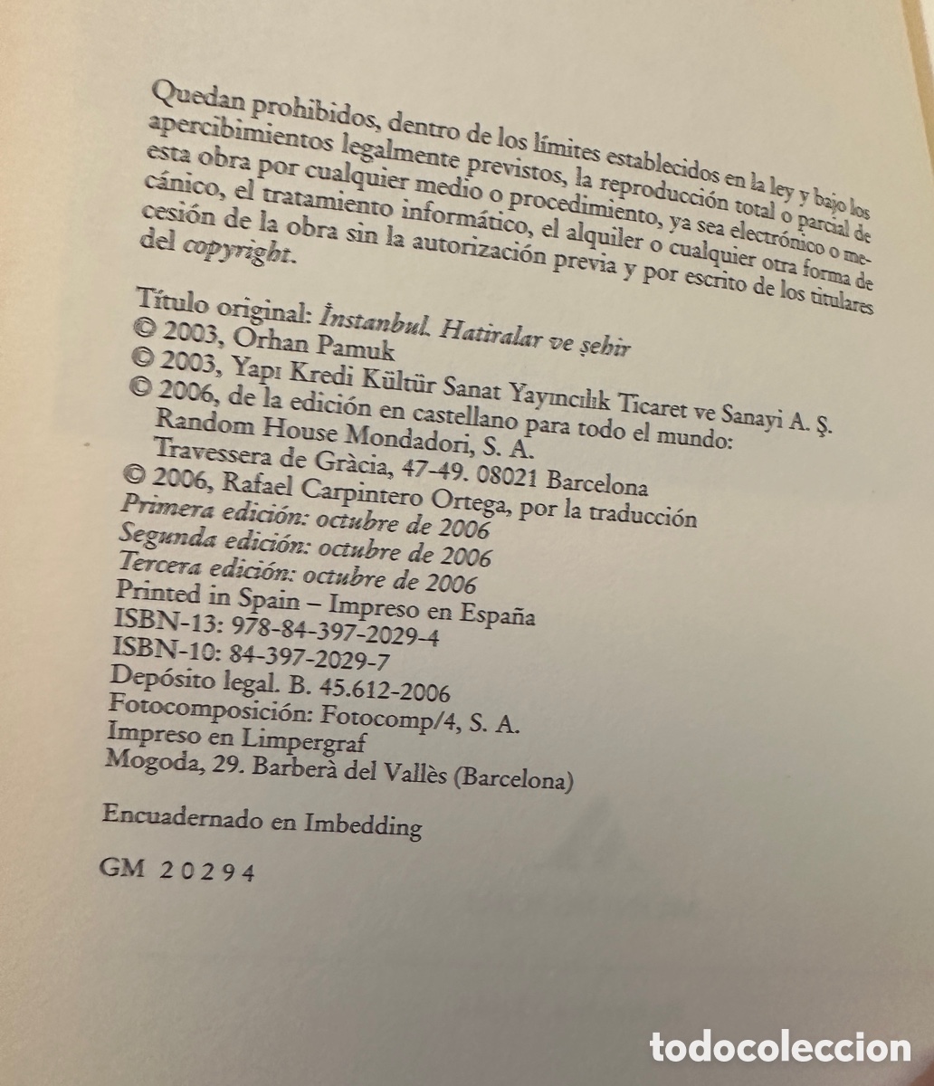 Libros: Libro ESTAMBUL CIUDAD Y RECUERDOS - Orhan Pamuk - Foto 5
