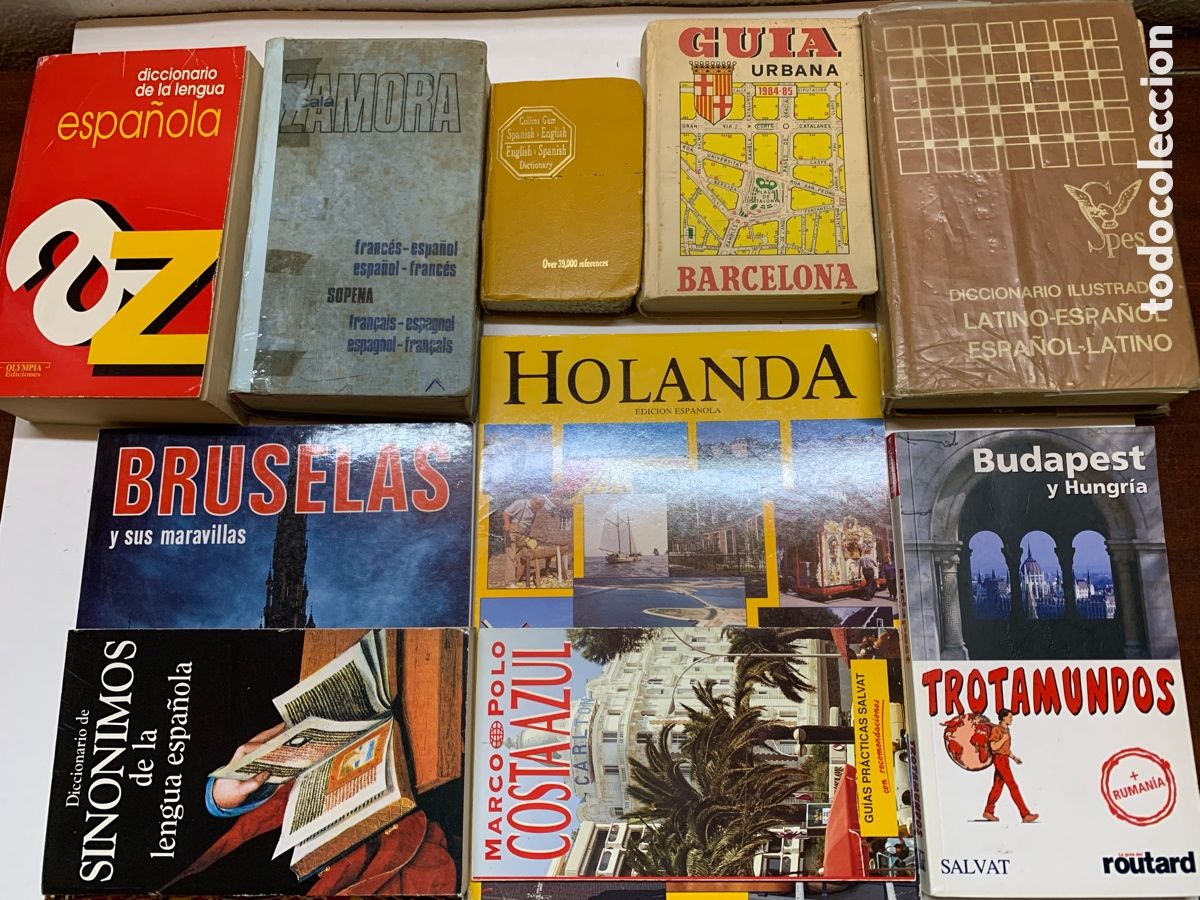 Libros: 10 Diccionarios , espa&ntilde;ol frances ingles latin , +guias viajes