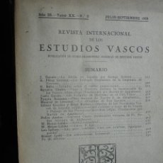 Libros: REVISTA INTERNACIONAL DE LOS ESTUDIOS VASCOS. AÑO 23. TOMO XX Nºº 3. JULIO - SEPTIEMBRE 1929