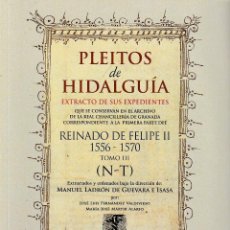 Libros: PLEITOS DE HIDALGUÍA. CHANCILLERÍA DE GRANADA. REINADO FELIPE II 1556-1570 TOMO III (HIDALGUÍA 2020). Lote 319940093