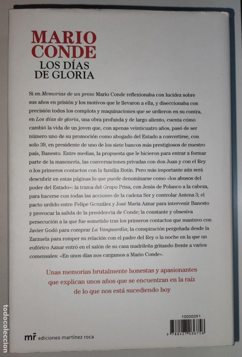 Libros: Libro MARIO CONDE D&iacute;as de Gloria - Foto 2