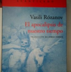 Libros: EL APOCALIPSIS DE NUESTRO TIEMPO. VASILI ROZANOV. Lote 401886094