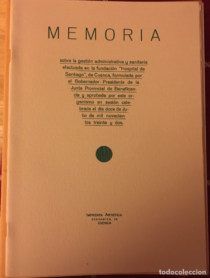 Libros: Memoria ( Cuenca) 1932 - Foto 1