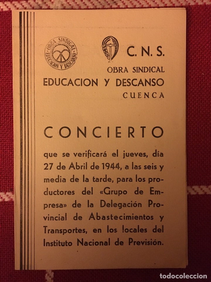 Libros: Programa m&uacute;sica Cuenca 1944 - Foto 1