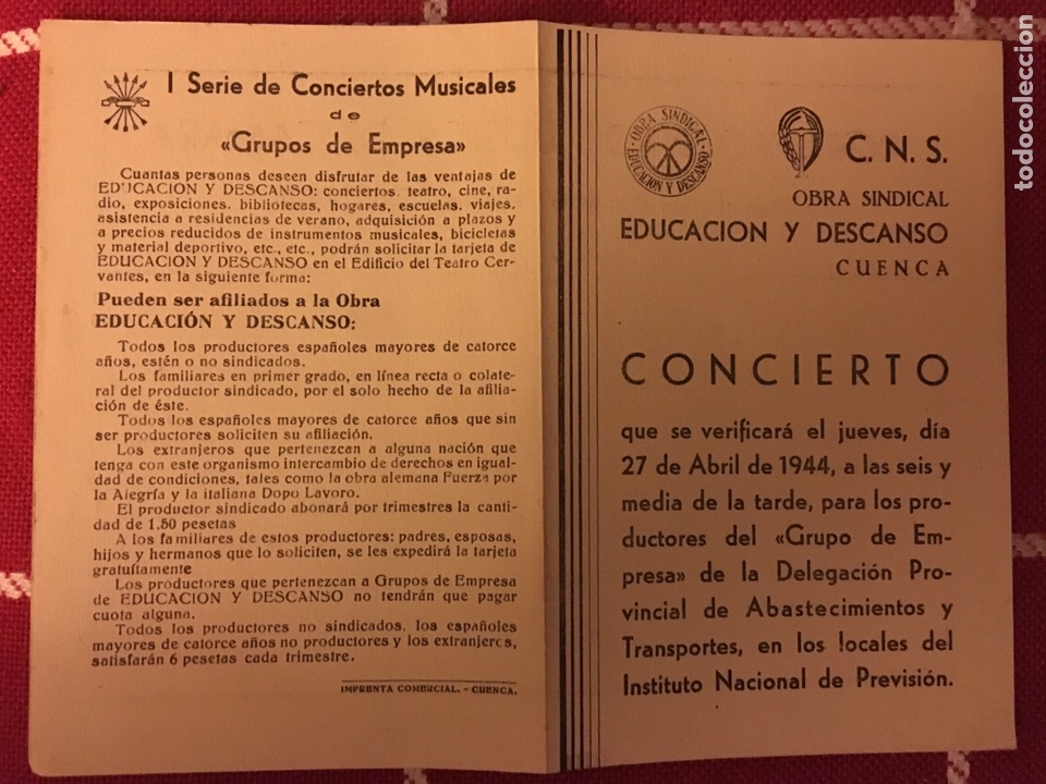 Libros: Programa m&uacute;sica Cuenca 1944 - Foto 3