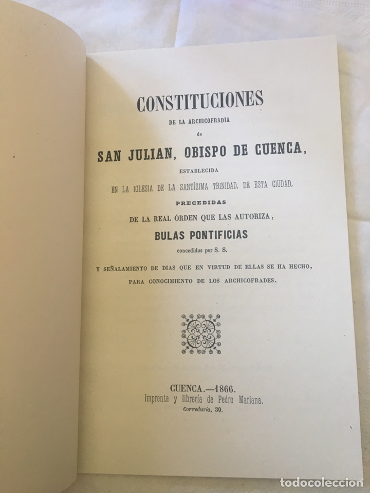 Libros: Cuenca 1866 constituciones San Juli&aacute;n - Foto 2