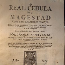 Libros: (ALISTAMIENTO Y SORTEO REEMPLAZOS. 1773. PAMPLONA. NAVARRA) REAL CEDULA DE SU MAGESTAD