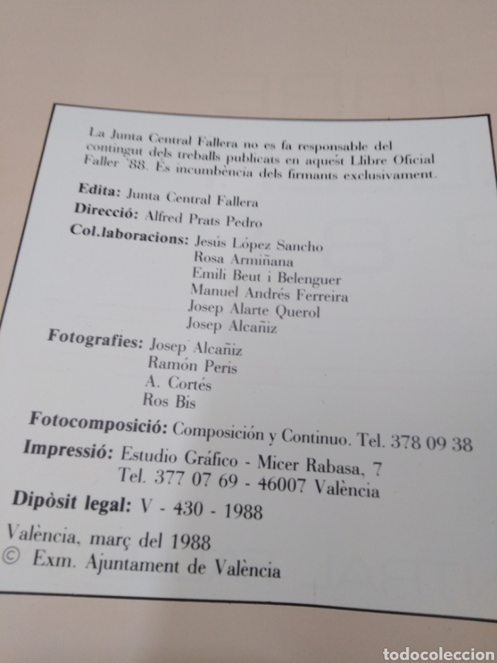 Libros: LLIBRE FALLER 1988-JUNTA CENTRAL FALLERA - Foto 4