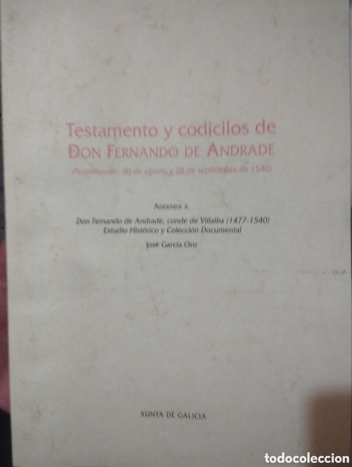 Libros: Testamento y codicilos de don Fernando de Andrade - Foto 1