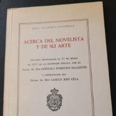 Libros: ACERCA DEL NOVELISTA Y DE SU ARTE. DISCURSO DE INGRESO EN LA RAE. GONZALO TORRENTE BALLESTER