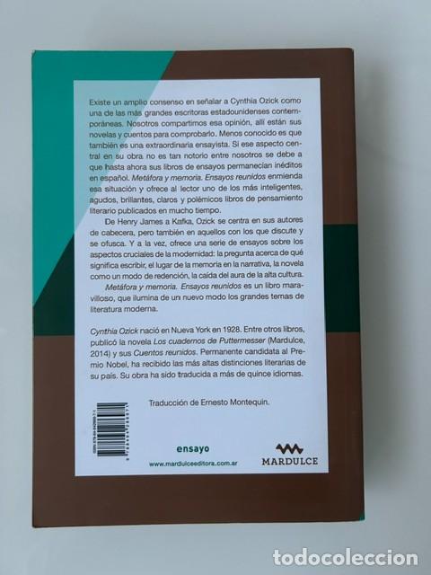 Libros: Met&aacute;fora y memoria -Cynthis Ozick- - Foto 2
