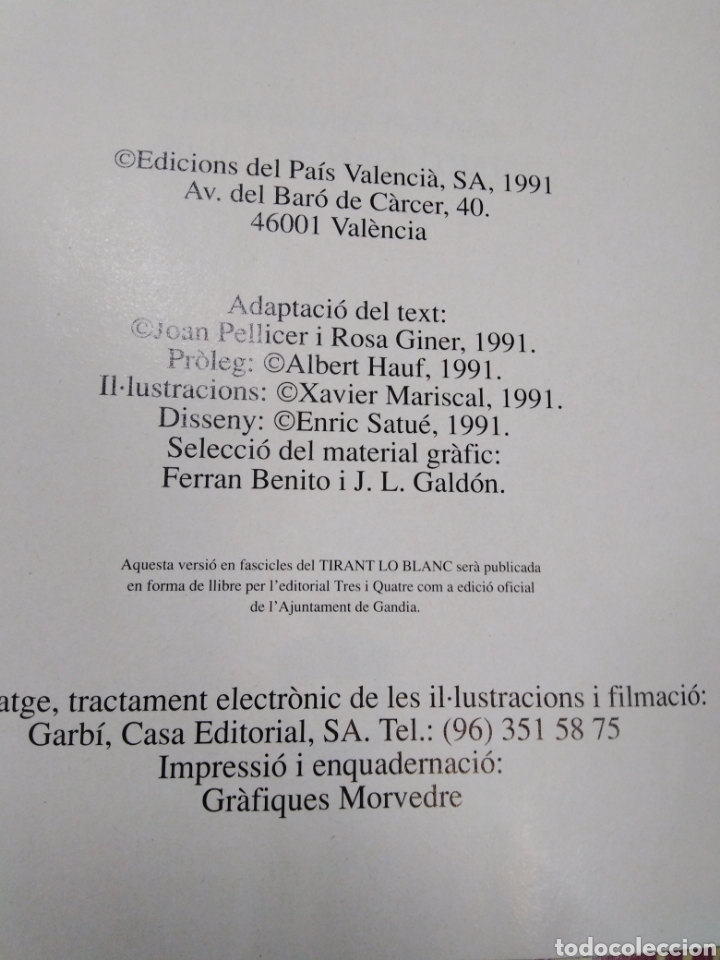 Libros: TIRANT LO BLANC-JOANOT MARTORELL/MARTI JOAN DE GALBA-EDITA EL TEMPS 1991 ILUSTRADO PROFUNDAMENTE - Foto 3 - 237866790