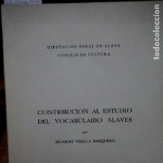 Libros: VELILLA BARQUERO RICARDO.CONTRIBUCION AL ESTUDIO DEL VOCABULARIO ALAVES.
