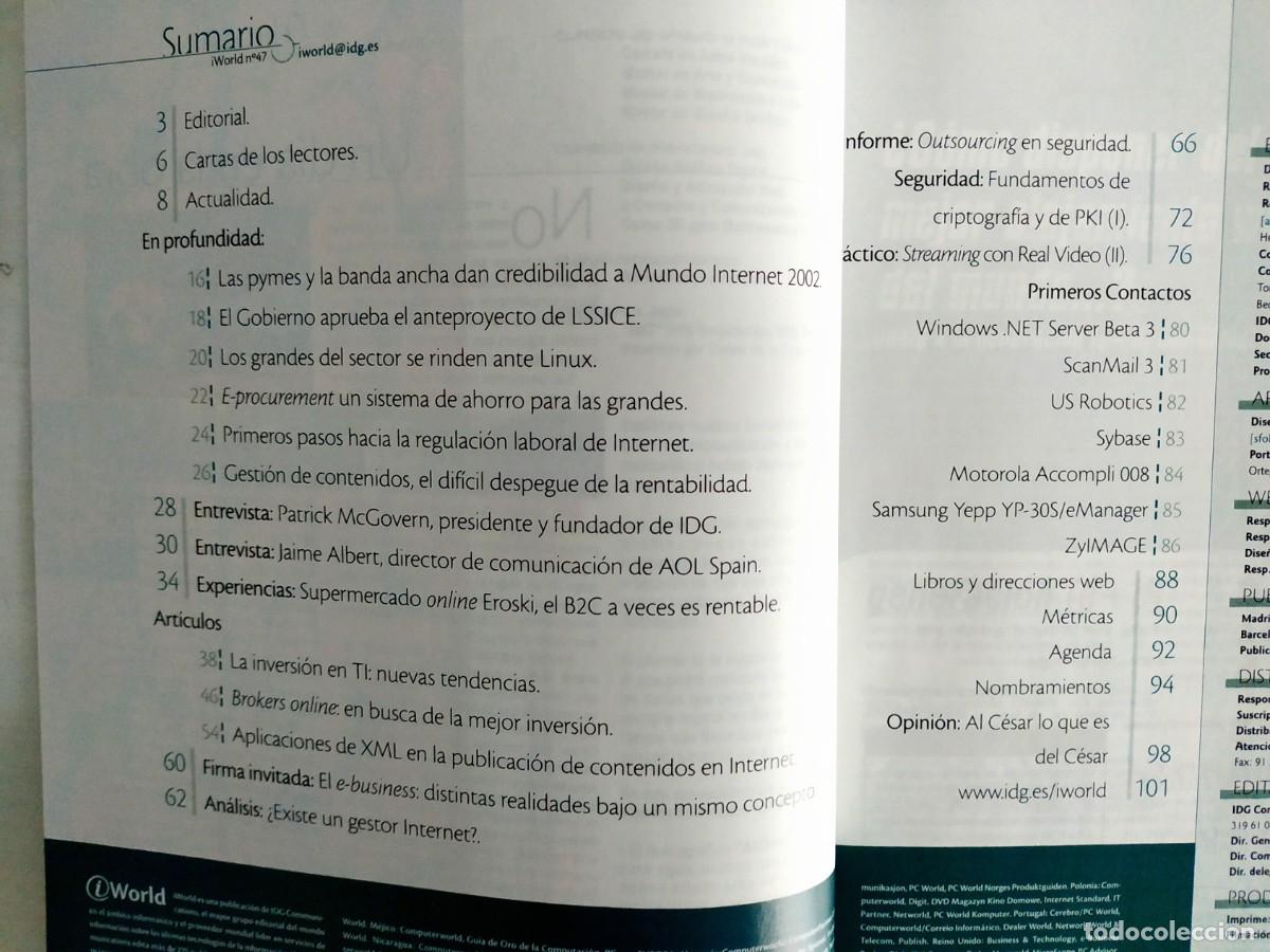 Libros: REVISTA IWORLD, N&Uacute;M. 47, MARZO 2002 - VER &Iacute;NDICE - Foto 2