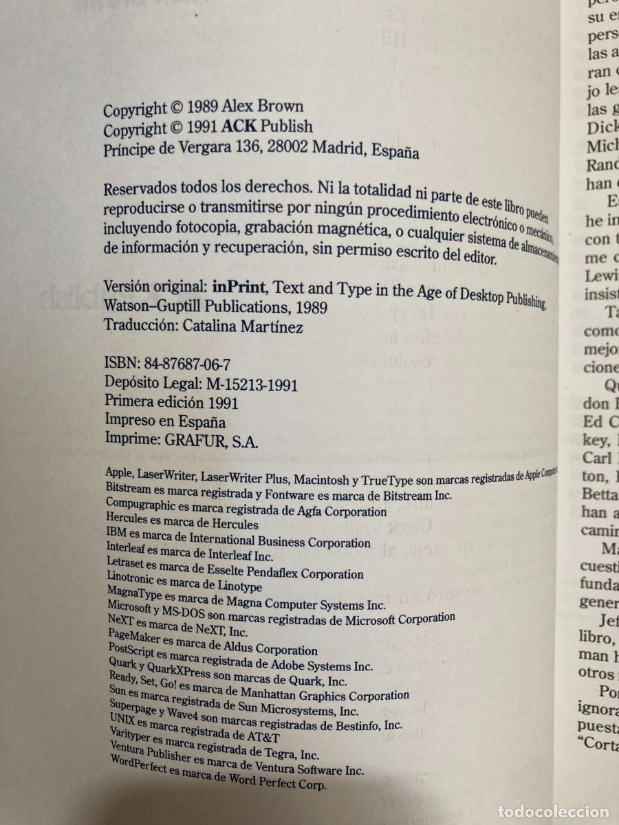 Libros: Auto Edici&oacute;n TEXTO Y TIPOGRAFIA EN LA ERA DE LA EDICION ELECTRONICA ALEX BROWN - Foto 2