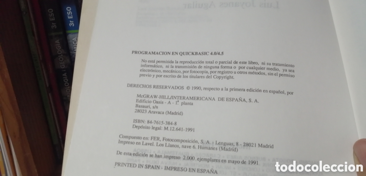 Libros: Programaci&oacute;n en Quick Basic 4.0 /4.5 Lu&iacute;s Jollanes McGraw Hill 1991 - Foto 6
