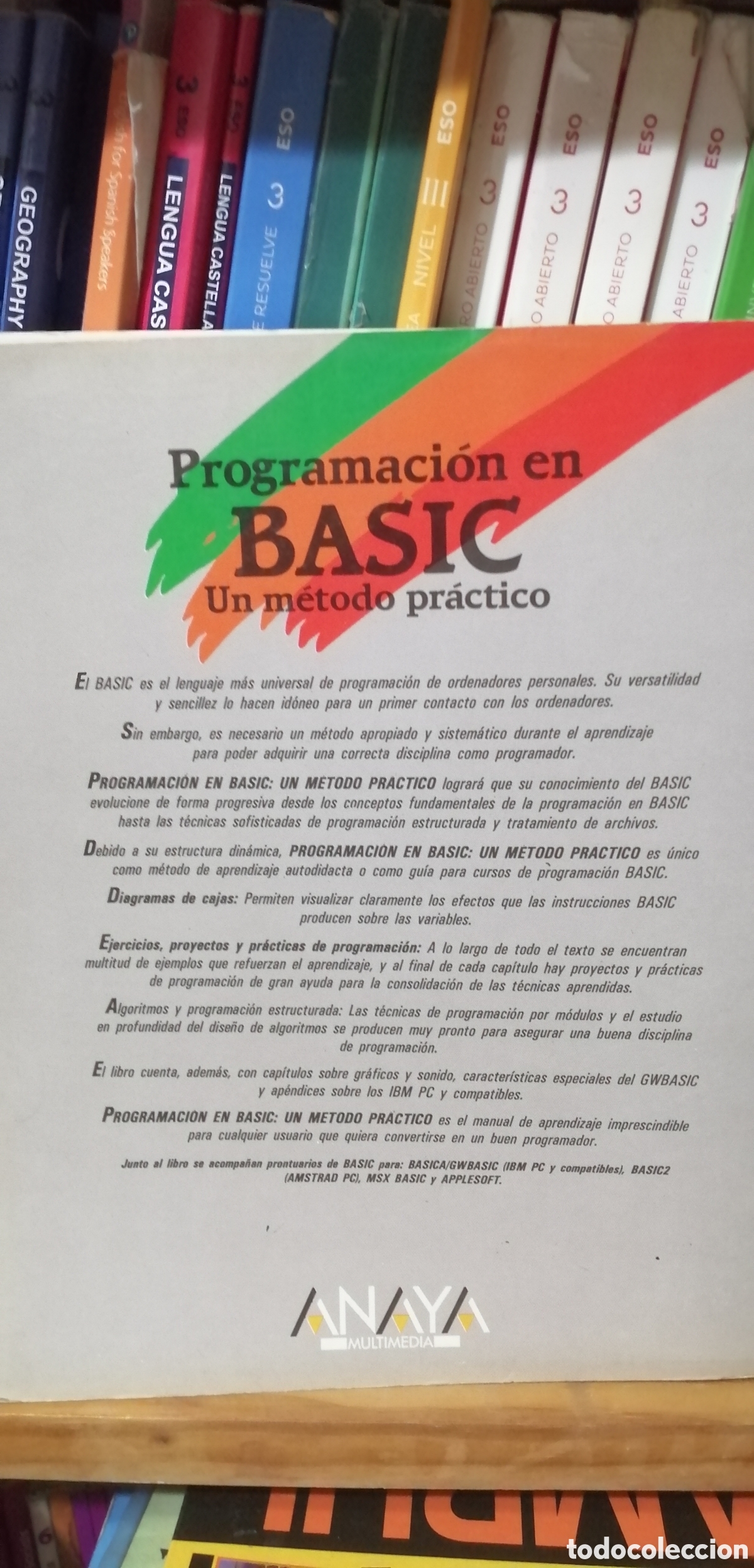 Libros: Programaci&oacute;n en Basic Un m&eacute;todo pr&aacute;ctico Incluye tarjetas de referencia Anaya Multimedia 1987 - Foto 6