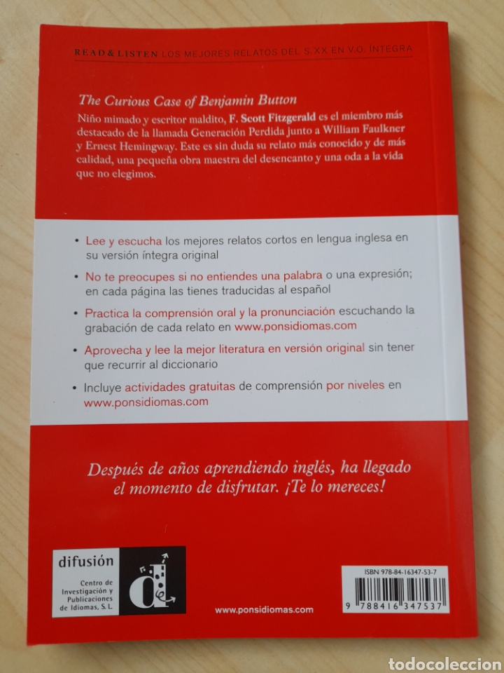 Libros: The curious case of Benjamin Button. Lectura en ingl&eacute;s - Foto 2