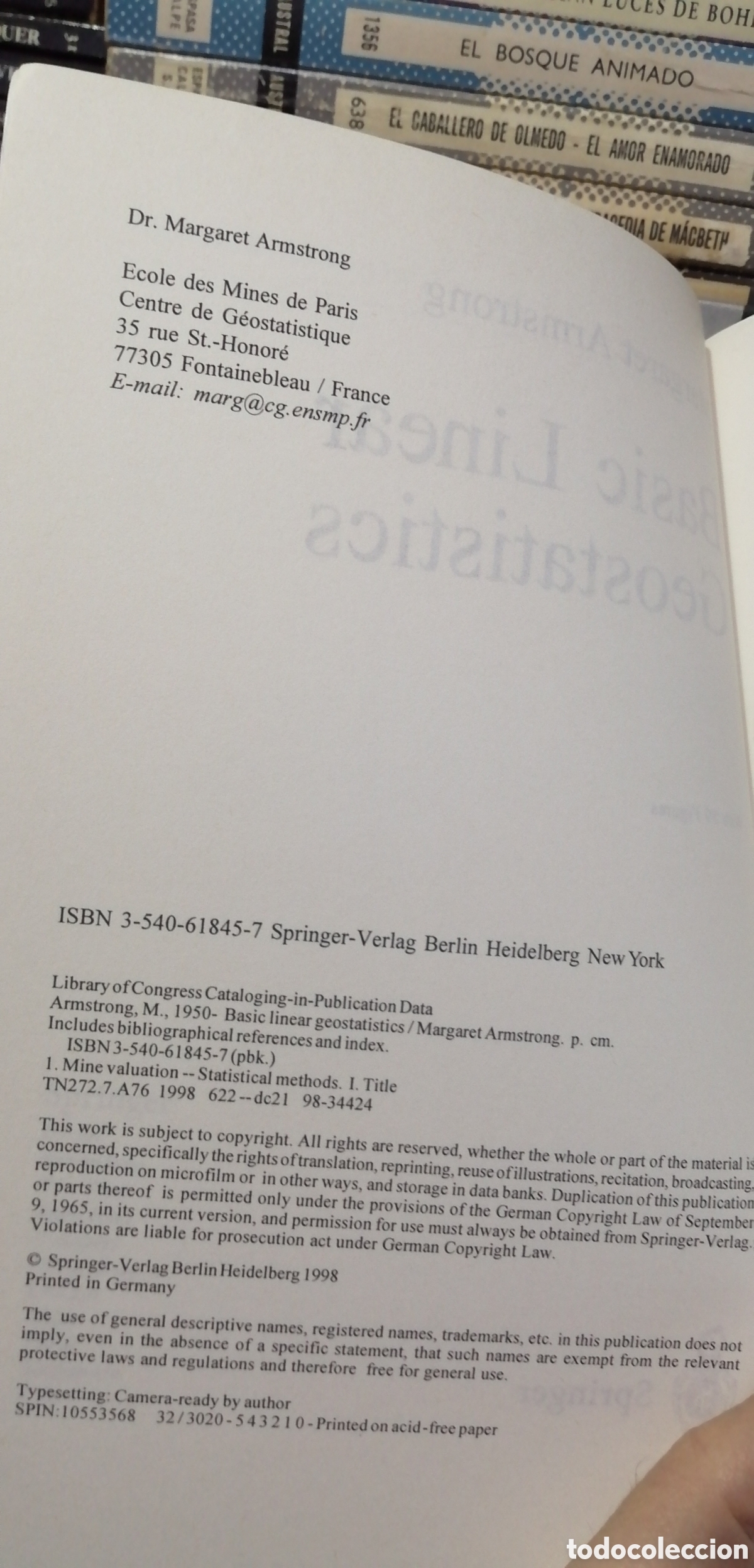 Libros: Basic Linear Geostatistics Margaret Armstrong 1998 English book Libro en ingl&eacute;s - Foto 7